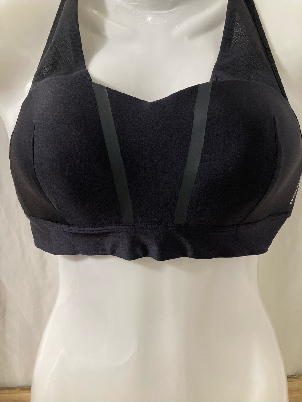 Domyos Black High Support Sports Bra Mesh Racerback Workout Gym Medium